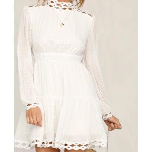 COLDKER office ladies dress women casual solid pattern round neck long sleeves cloth for female fomal clothing casual