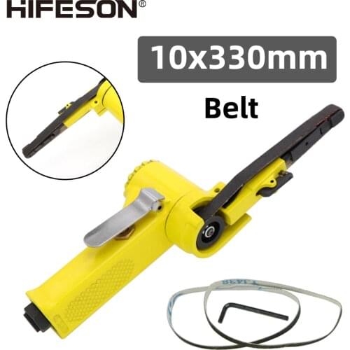 HIFESON 3/8" Air Belt Sander Air Angle Grinding Machine with Sanding Belts for Air Compressor Sanding Pneumatic Tool Set