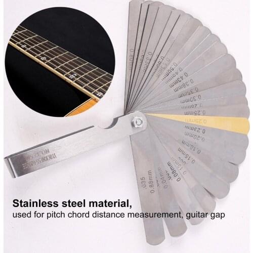 Stainless Steel Pragmatic Dual Marked String Action Ruler Lightweight Feeler Ruler Smooth Edge for Beginner