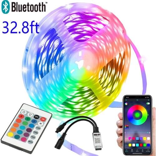 RGB 5050 Bluetooth 24-Key Remote Control and application 32.8 ft ahout 10M easy to Install, Suitable For Holiday Party