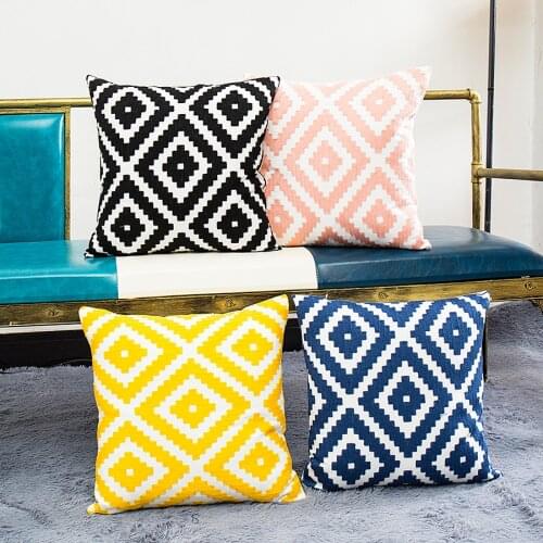 Nordic Style Pink Cushion Cover Gray Yellow Decorative Pillows Geometric Cushions Covers Home Decor Office Car Throw Pillow Case