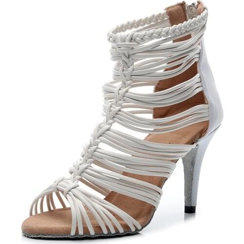 Salsa Jazz Ballroom Outdoor Plus Size Shoes Latino Dance for Discounts Ladies Tap Heels Women Latin Dancing White Boots