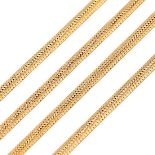 Wide 1/2mm Fashion Women and Men Flat Chain 316L Stainless Steel Necklace For High Quality Gold Color Jewelry Chain