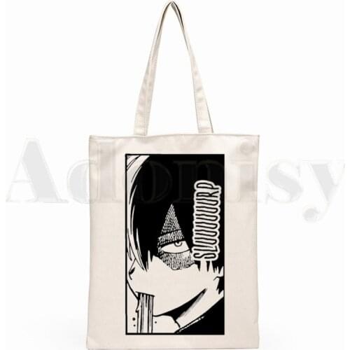 My Hero Academia Shoto Todoroki Japan Anime New Art Canvas Bag Totes Simple Print Shopping Bags Girls Life Casual Pacakge