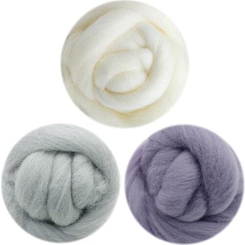 Feltsky 300g Felting Wool Set 3 Colors (70s 19um Grade) Needle Felting Diy Wool for Needle Felting Kit by Plastic Bag