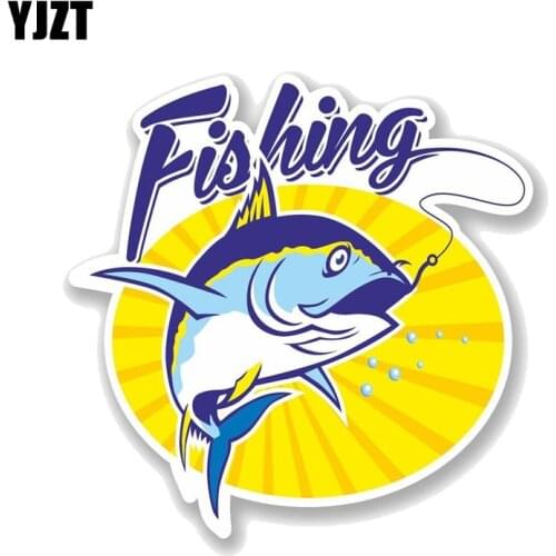 YJZT 13CM*13CM Fashion Outdoor Sports Fishing Decal PVC Motorcycle Car Sticker 11-00765