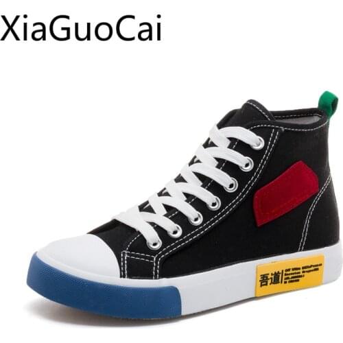 Mixed Colors Spring Womens Canvas Shoes High Top Mixed Colors Female Casual Shoes Flat Platform Women Sneakers