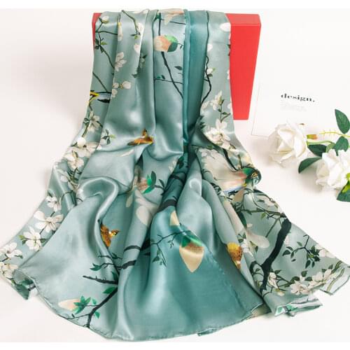 Women Natural Real Silk Long Scarves 100% Pure Silk Scarf Spring Luxury Bufanda Silk Wrap Foulard Femme Print Shawls Pashmina