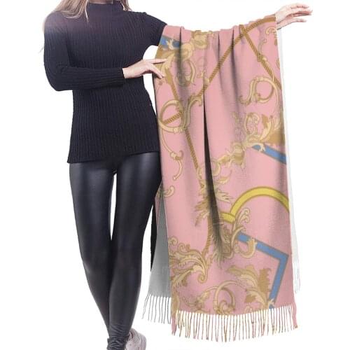 NOISYDESIGNS 2020 hot sale women scarf winter warm shawl and wraps creative pattern flowers floral pink soft long tassel female