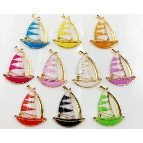 10pcs Sea Dream Sailing Flat Back Rhinestone 1 hole Acryl Jewelry Decorative Headwear Accessories