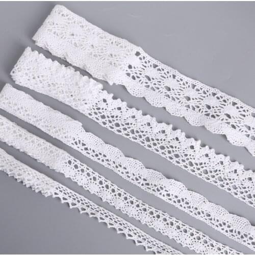 10yard Random 5 Size Cotton Lace Ribbon Applique DIY Embroidered Net Lace Trim Fabric For Sewing Decoration