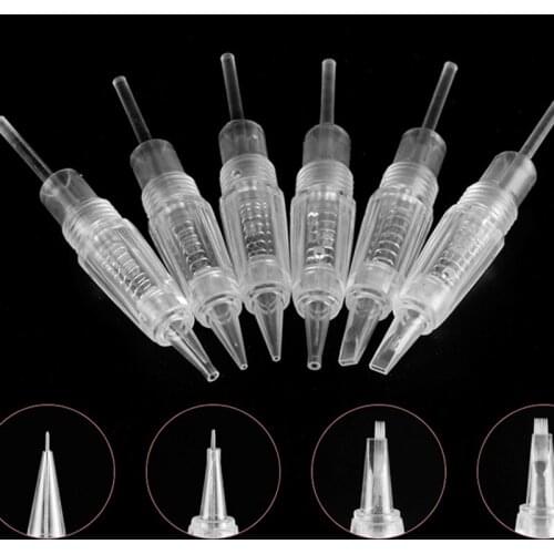 100pcs Sterilized Tattoo Needle 3R For Tattoo Machine Microblading Pen Tattooin Eyebrows Lip Permanent Makeup Ink Cartridges 8mm