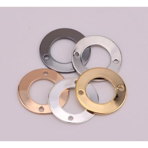 12 * 0.5mm Glossy Hollow Round Copper Ring Double Hole Pendant Connector DIY Jewelry Accessories Circle Copper Sheet