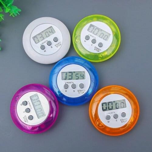 200pcs New Style Cute Mini Round LCD Digital Cooking Home Kitchen Timers Countdown Cooking Timer Count Down Alarm Clock