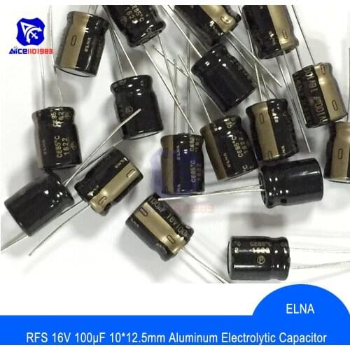Diymore 10PCS/Lot Original ELNA Audio Capacitor RFS 16V 100μF Capacitance 10*12.5mm Aluminum Electrolytic Capacitor 16V100μF