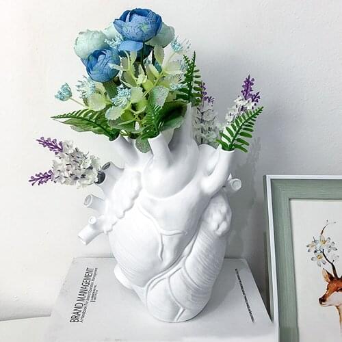 Anatomical Heart Shape Vase INS Nordic Flower Pot Body Art Vase Sculpture Home Decoration Desktop Ornament Flower Plant Holder