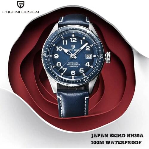 PAGANI DESIGN Automatic Watch Mens New Top Luxury Brand Blue Mechanical Wristwatch Waterproof 100M Sport Watch Relogio Masculino