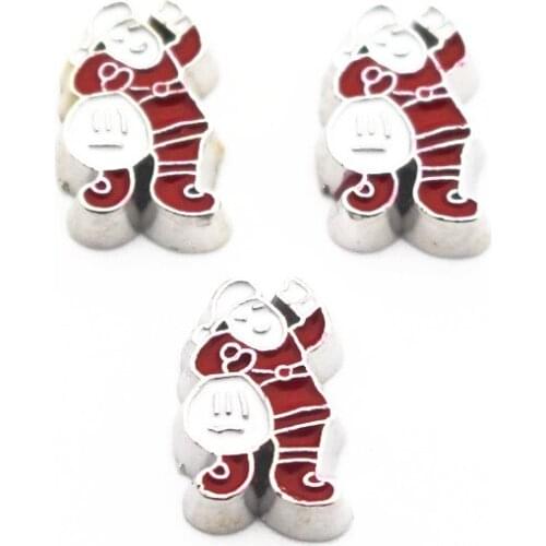 Hot sale 10pcs/lot Christmas Santa Claus floating charms living glass memory lockets diy animal Accessory charms jewelry