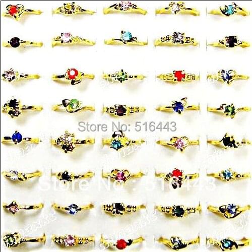 Hot Sale 50pcs Wholesale Jewelry Lots Mix Color Czech Rhinestones Women Rings Freeshipping A-119