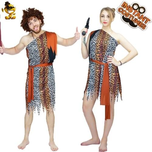 Halloween Costume Women Men Caveman Costume Christmas Role Play Carnival Party Purim Costume for Adult