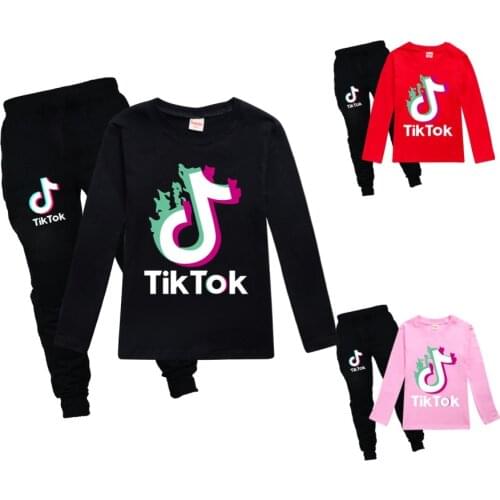 TIK TOK Hot video game funny cartoon sweatshirt boys and girls cute cartoon sweatshirt pants 2 pieces