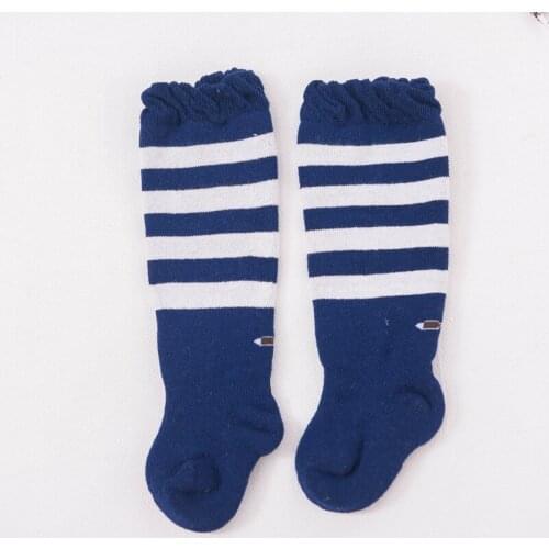 High quality Baby Girl Socks Knee High Bows Striped Socks Kids Child Bootie Vertical Thick terry socks neonate