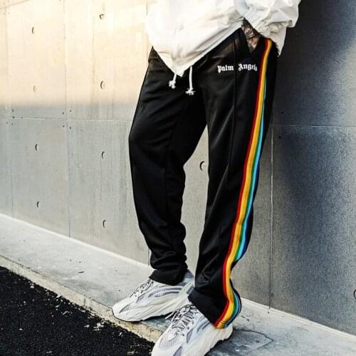 Palm Angels rainbow striped men women high street fashion brand sports casual