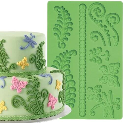 Fern Fondant and Gum Paste Cake Border Silicone Mold Fondant Cake Decoration Tools