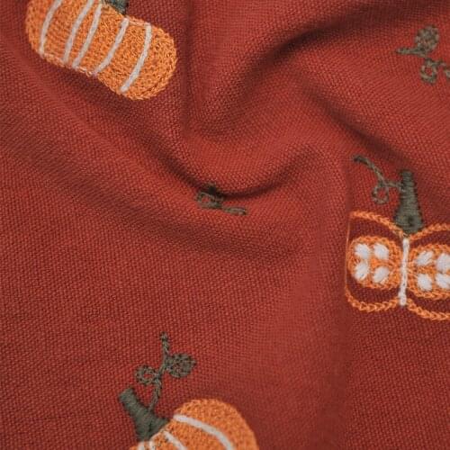 Pastoral pumpkin embroidery cotton and linen fabric cartoon animation DIY handmade bag clothes hat sofa table cloth