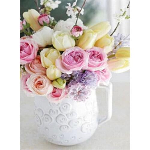 Full painting roses 3d diamond painting pattern white pink flower 5d diy diamond embroidery the paintings of rhinestone