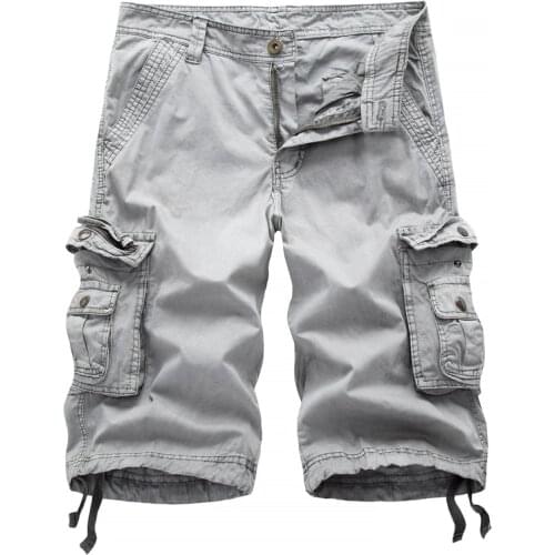 Casual Shorts Men Summer Military Mens Cargo Shorts Fanshion Multi Pocket Cargo Shorts Men Cotton Solid Knee Length Straight