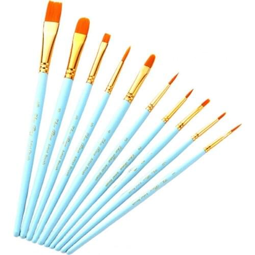 10pc/set Professional Watercolor Drawing Brush Comfortable to Grip Tinting Nylon Hair Artiste Painting Brushes for Students