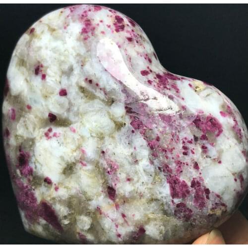 Pink tourmaline Heart Polished quartz crystal mineral specimen