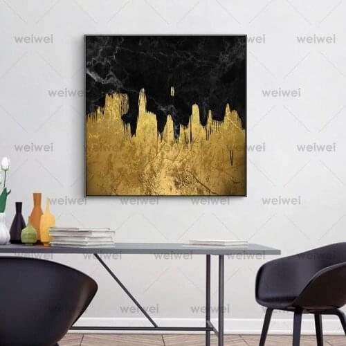 Nordic Golden Abstract Landscape Wall Art Canvas Painting Prints Posters Morden Pictures for Living Room Hotel Decor Poster