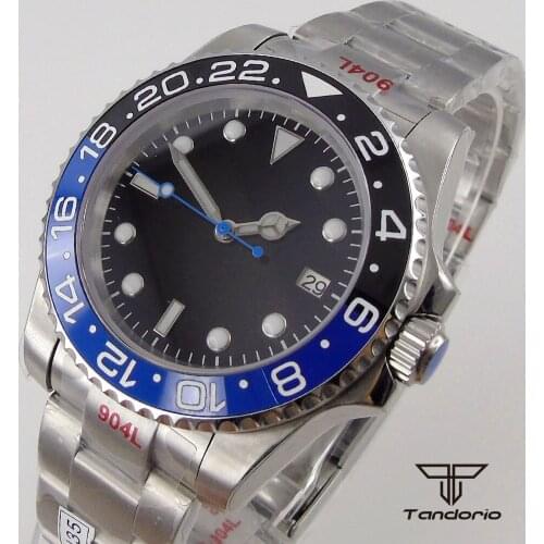 Sterile 40mm Mens Mechanical Watch Japan NH35/Miyota 8215 Automatic Movement Black Dial Date Sapphire Glass 904L Steel Bracelet