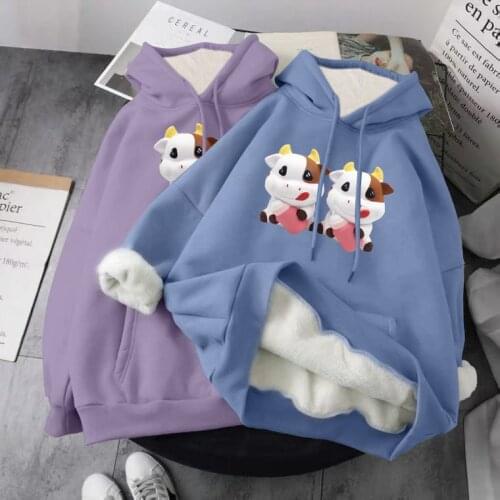 Kawaii Womens Loose Streetwear Sweatshirts Hoodies Women Hooded Simple All-match Leisure Pullovers Korean Style Warm 9840