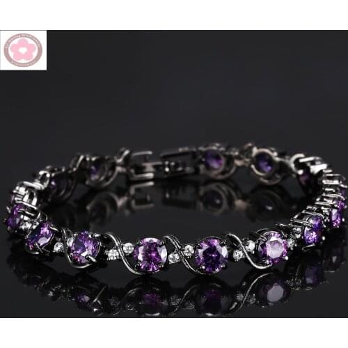 SZ0038 ot Sale Black Gold Filled AAA Purple Gem Inlaid Fashion Bracelet For Women Jewelry Gift