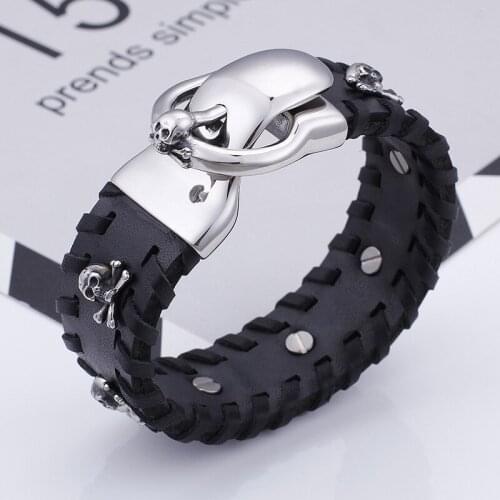 Titanium Steel Taro Jewelry Personality Punk Woven Leather Bracelet Mens Bracelet