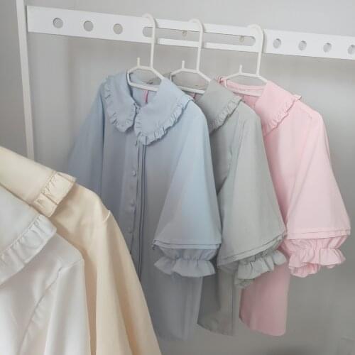 Fresh sweet lolita top kawaii girl peter pan collar victorian shirt loose gothic lolita shirt loli cos lolita top college style