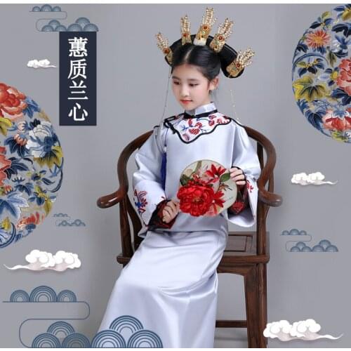 4 Designs Little Girl Qing Princess Costume Hanfu for TV Play Yanxis Palace Love Childrens Day Performance Hanfu Cosplay