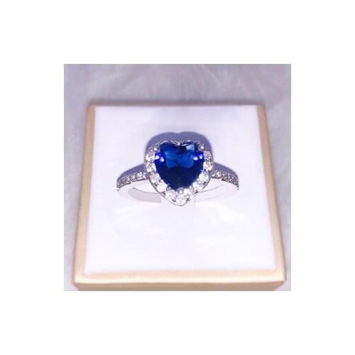 Sterling Silver 925 Heart Sapphire Rings for Women Silver Wedding Bands Rings Womens Couple Nose Wedding Fine Jewelry Women