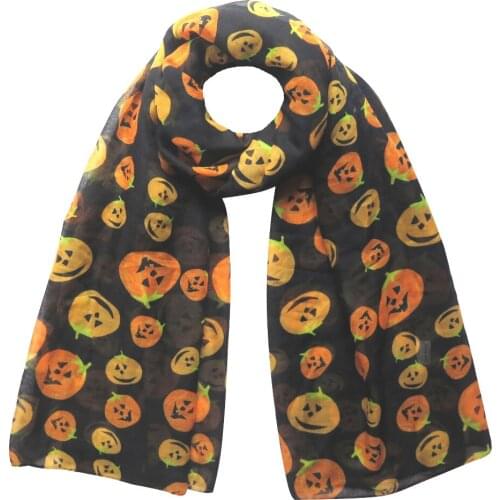 Spooky Halloween Pumpkins Womens Large Scarf Shawl Wrap