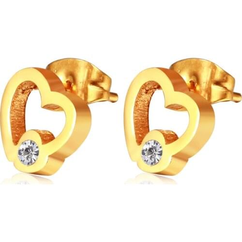 Golden minimalist hollow love diamond earrings temperament girlfriends female earrings
