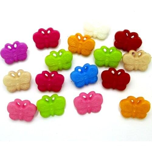 100Pcs Mixed Butterfly Acrylic Sewing Buttons For Clothing Flatback Cabochon Scrapbooking Crafts Decoration Diy Accessories