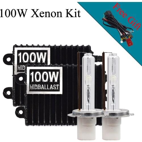 12V 100W H7 Xenon HID Conversion Kit AC 100W HID Ballast 4300K 5000K 6000K H1 H3 H7 HB3 HB4 D2H HID Headlight Bulb Kit Xenon H11