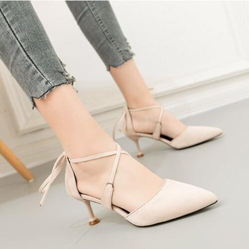 2020 Cross strap buckle womens Pumps new female high heel sandals thick Heels shallow mouth Chunky heel wedding shoes U14-89