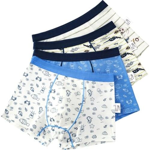 4 Pcs Lot Boys Underwear Ocean Dinosaur Design Cotton Boxer Kids Shorts Bottoms Clothes For 2 To 14 Years Old Children 8904
