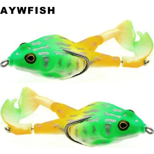 AYWFISH Soft Lure 90mm 13.7g Double Propeller Lifelike Frog Bait Topwater Rotating Feet Silicone Artificial Fishing Wobblers
