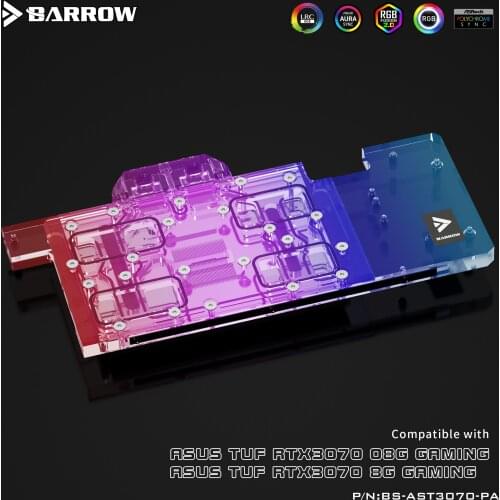 Barrow GPU cooler PC Water Cooling video Water Block for ASUS TUF 3070 Aurora LRC2.0 BS-AST3070-PA