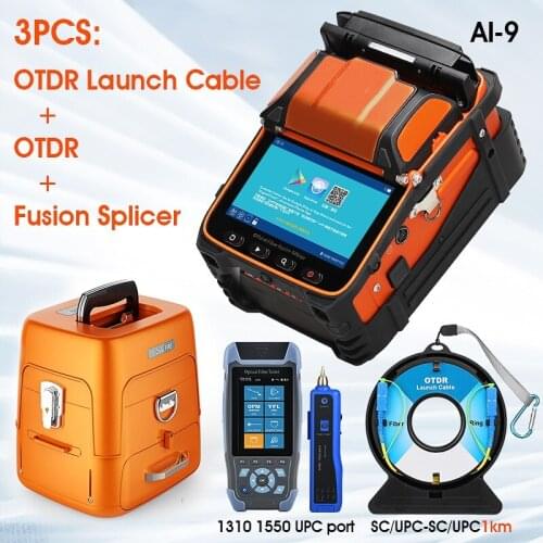 Free Shipping Signalfire AI-9 FTTH Optical Fiber Fusion Splicer Machine OTDR Launch Cable Fiber Rings